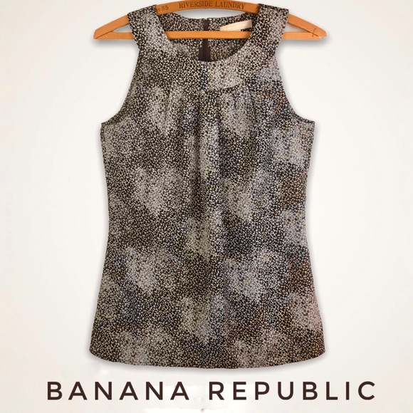 BANANA REPUBLIC Neutral Halter Print Tank Top Sz 4 - Picture 1 of 12